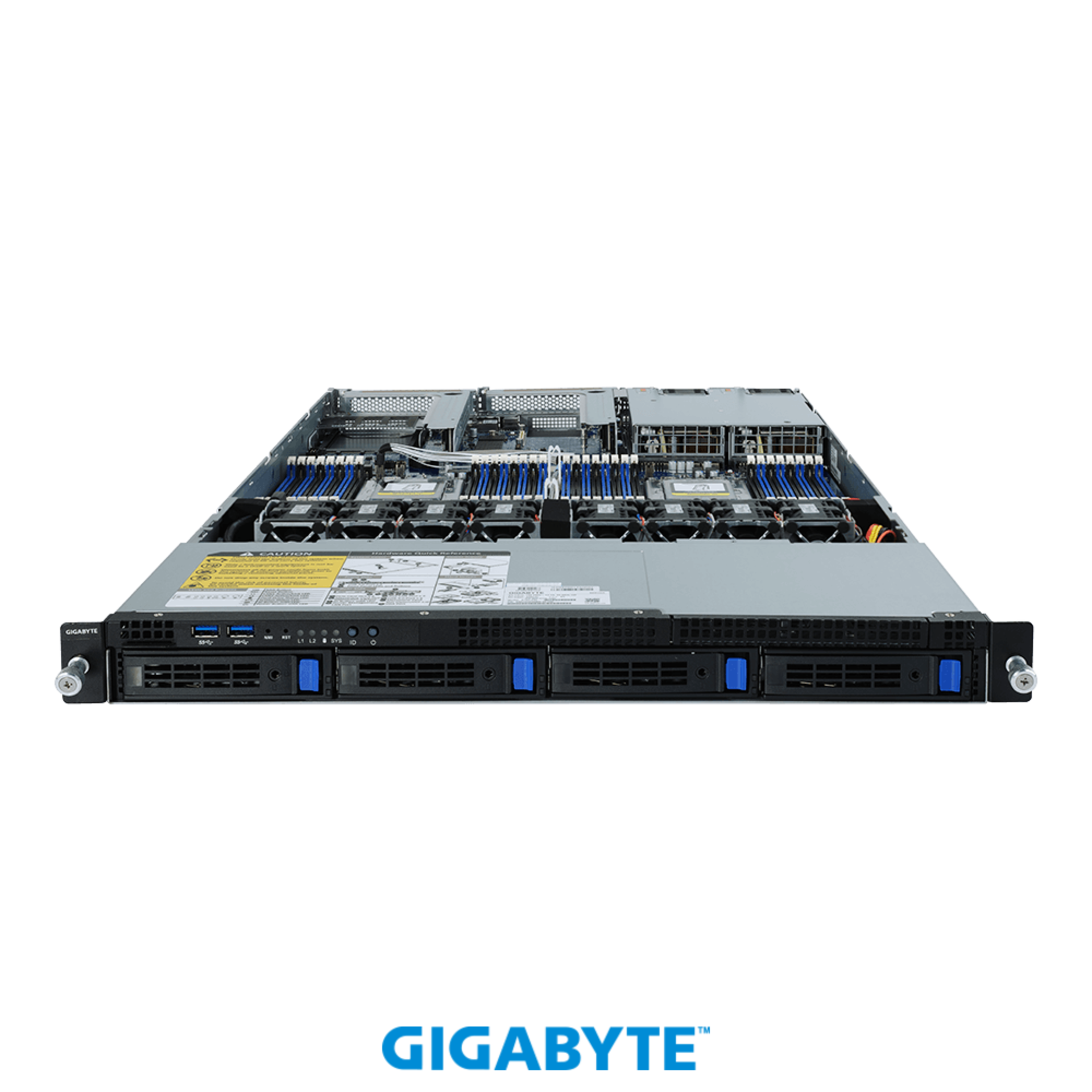 Платформа Gigabyte 1U R182-Z90, До двух процессоров AMD EPYC 7002, DDR4, 4x3.5"/2.5" SATA/SAS, 2x1000Base-T