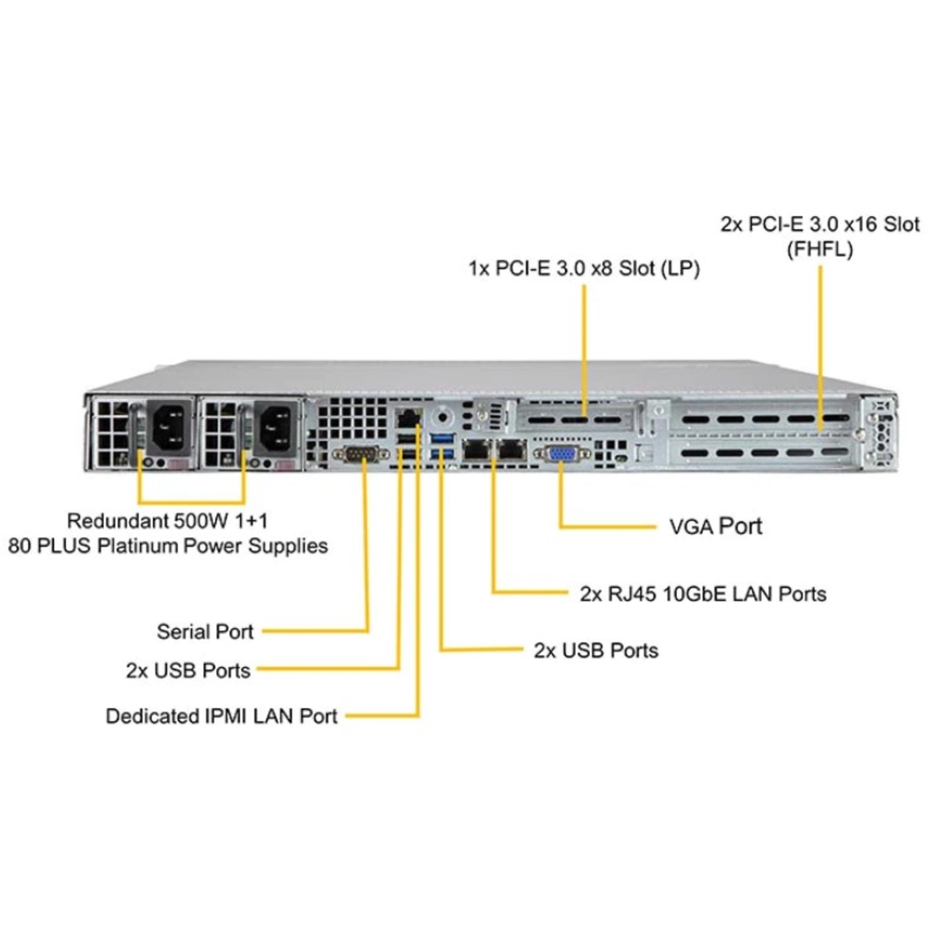 Платформа Supermicro 1U SYS-5019P-WTR, один процессор Inte l Xeon Scalable, DDR4, 4x3,5" HDD SATA, 2x10Gb Base-T