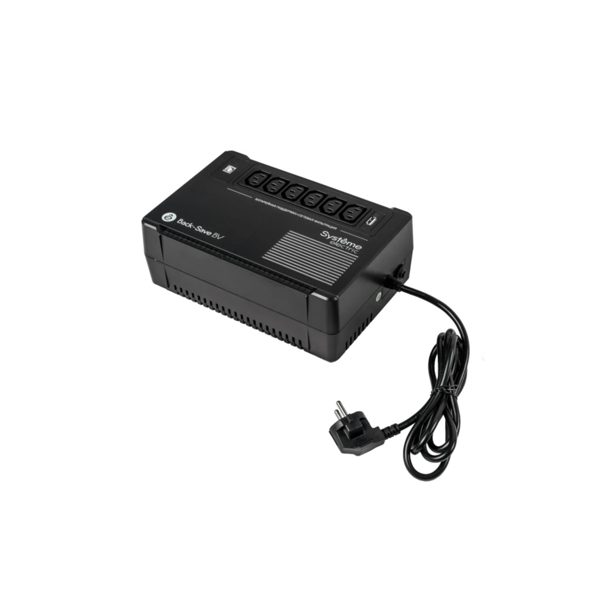 ИБП Back-Save BV Systeme Electric 800 ВА, автоматическая регулировка напряжения, 6 розеток С13, 230 В, 1 USB Type-A