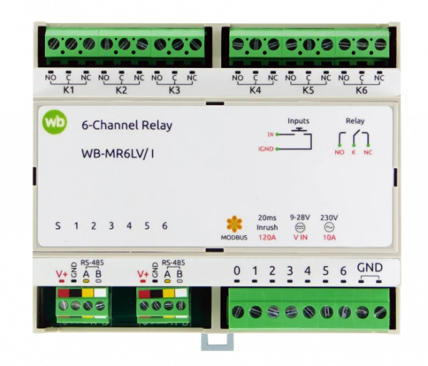 Модуль реле 6-канальный Wirenboard WB-MR6-LV