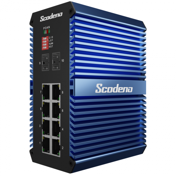 Промышленный PoE коммутатор Scodeno XPTN-9000-65-2GX8GP-X 2x1000 Base-X, 8x10/100/1000 Base-T