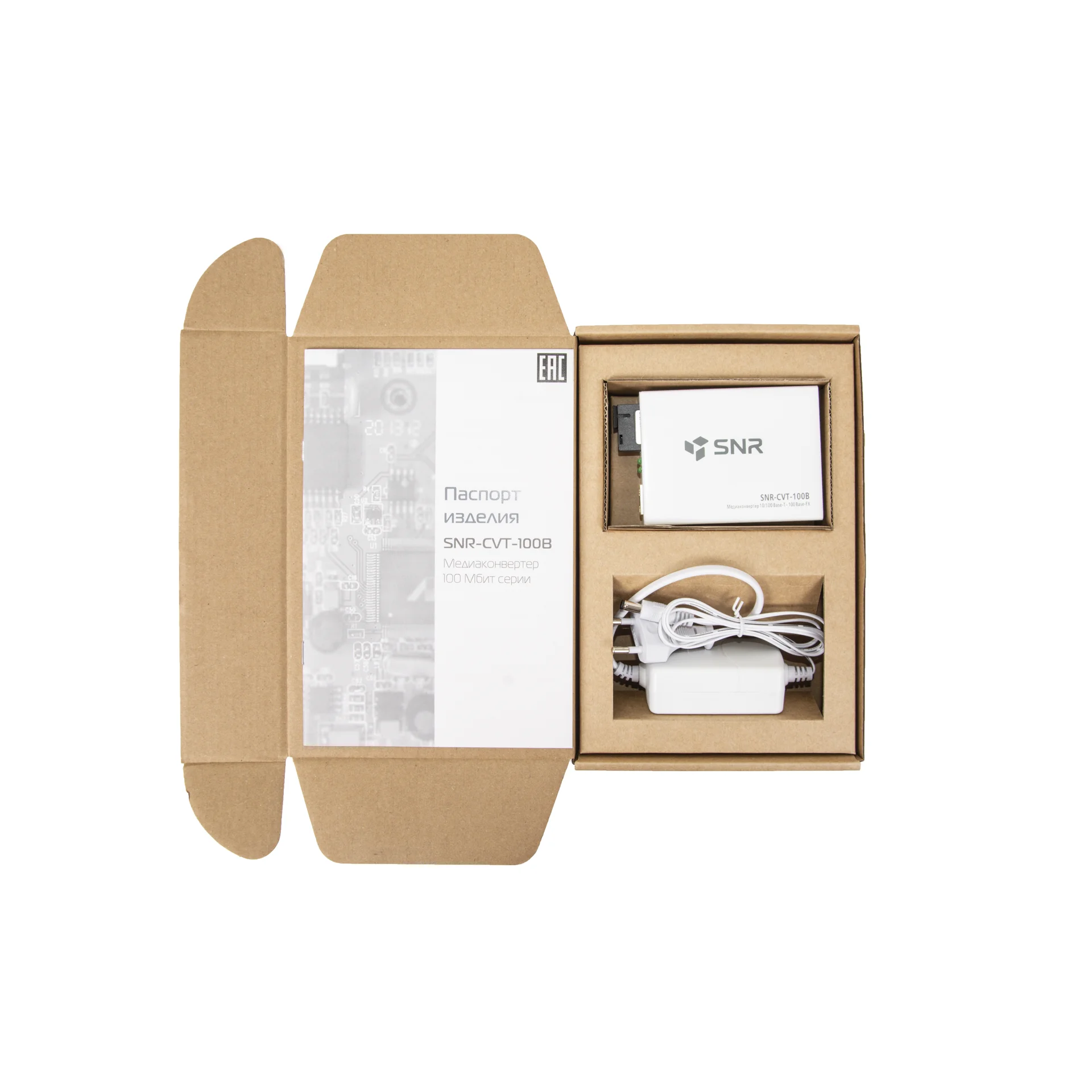 Медиаконвертер SNR-CVT-100 10/100-Base-T / 100Base-FX, Tx/Rx: 1550/1310нм