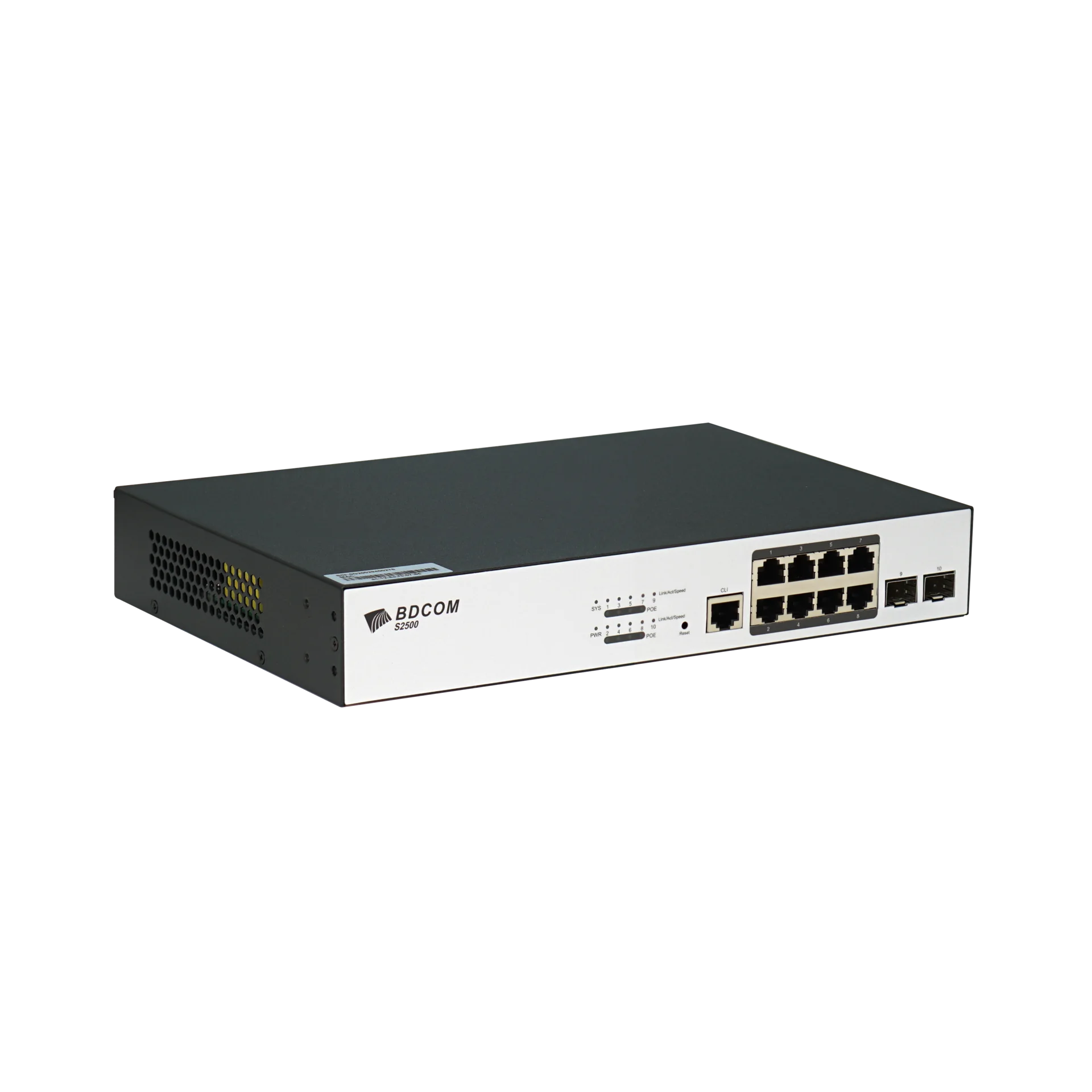 Управляемый PoE коммутатор уровня 2 BDCOM S2500-8P2S, 8x 10/100/1000Base-T PoE 802.3af/at до 140W, 2x 100/1000Base-X (SFP), ~220V AC