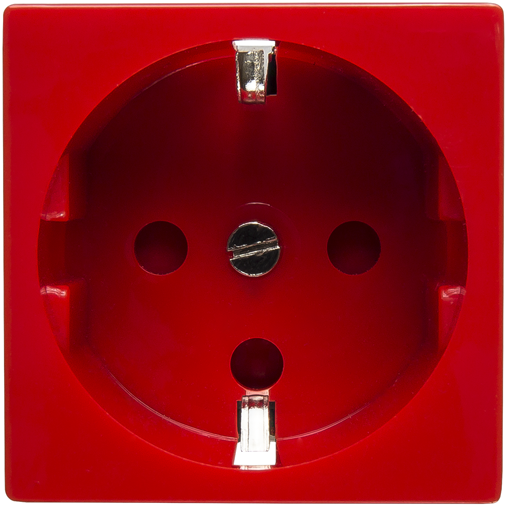 Розетка электрическая 2К+З, с защитными шторками(красный)
