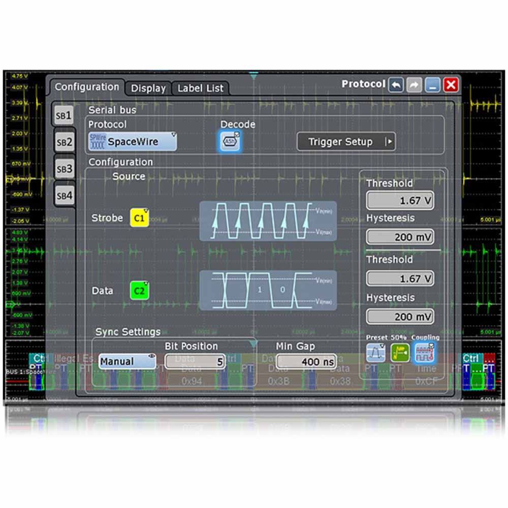 Опция синхронизации и декодирования сигналов интерфейсов SpaceWire Rohde  Schwarz RTE-K65