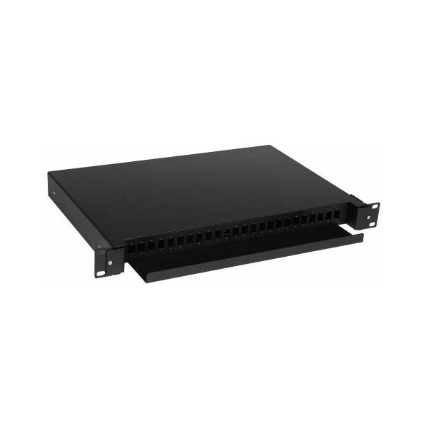 Кросс оптический LANMASTER LAN-FOBM-RMS-24SC 19" металлический, 1U на  24 адаптера SC, выдвижной