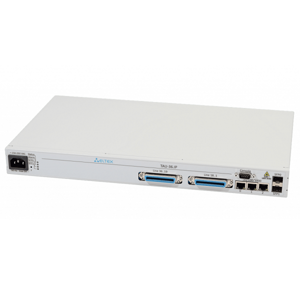 Абонентский VoIP-шлюз Eltex TAU-36.IP, 36хFXS, 3хRJ45-10/100/1000, 2 слота для SFP, SIP/H.323, 1U