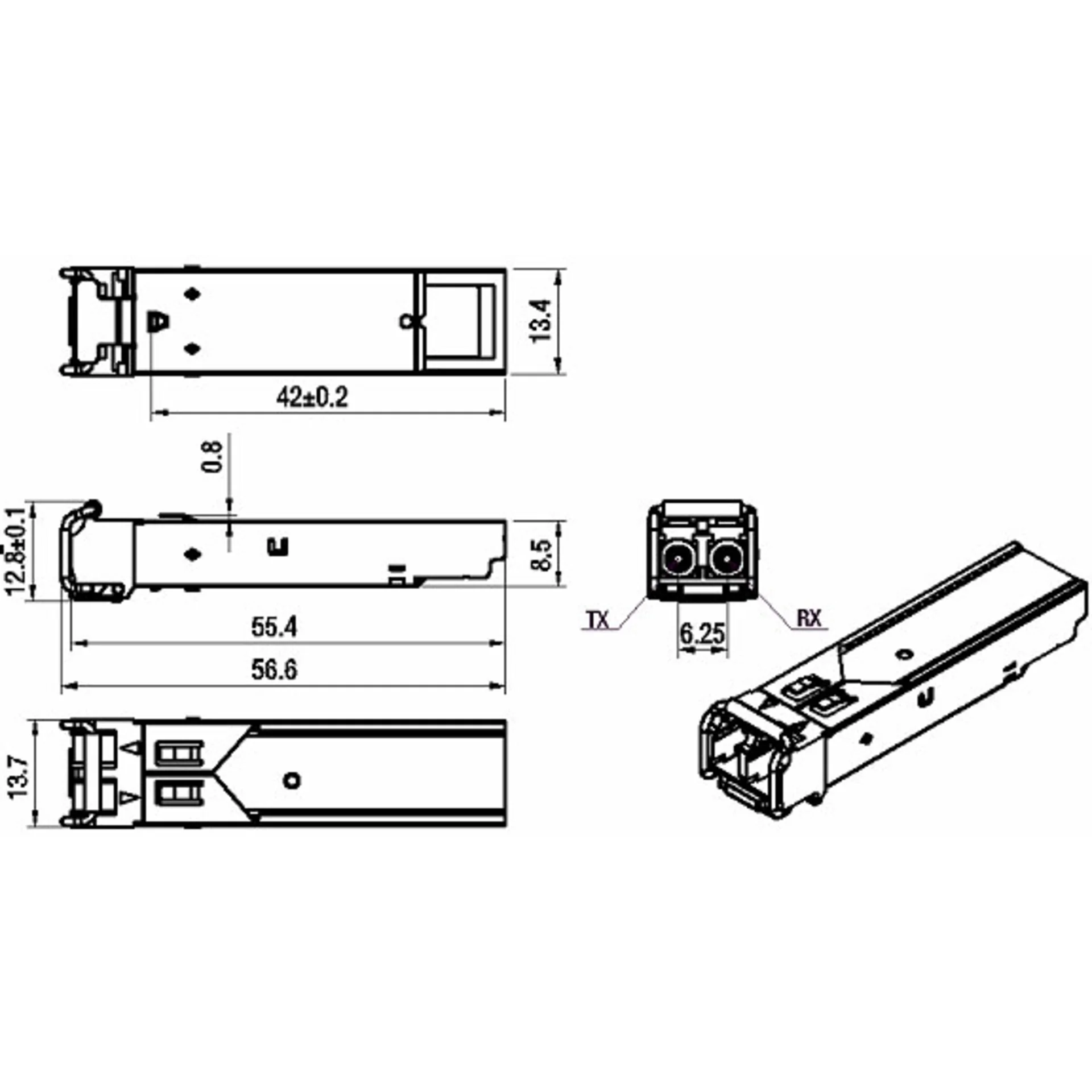Модуль SFP+ CWDM оптический, дальность до 10км (10dB), 1330нм