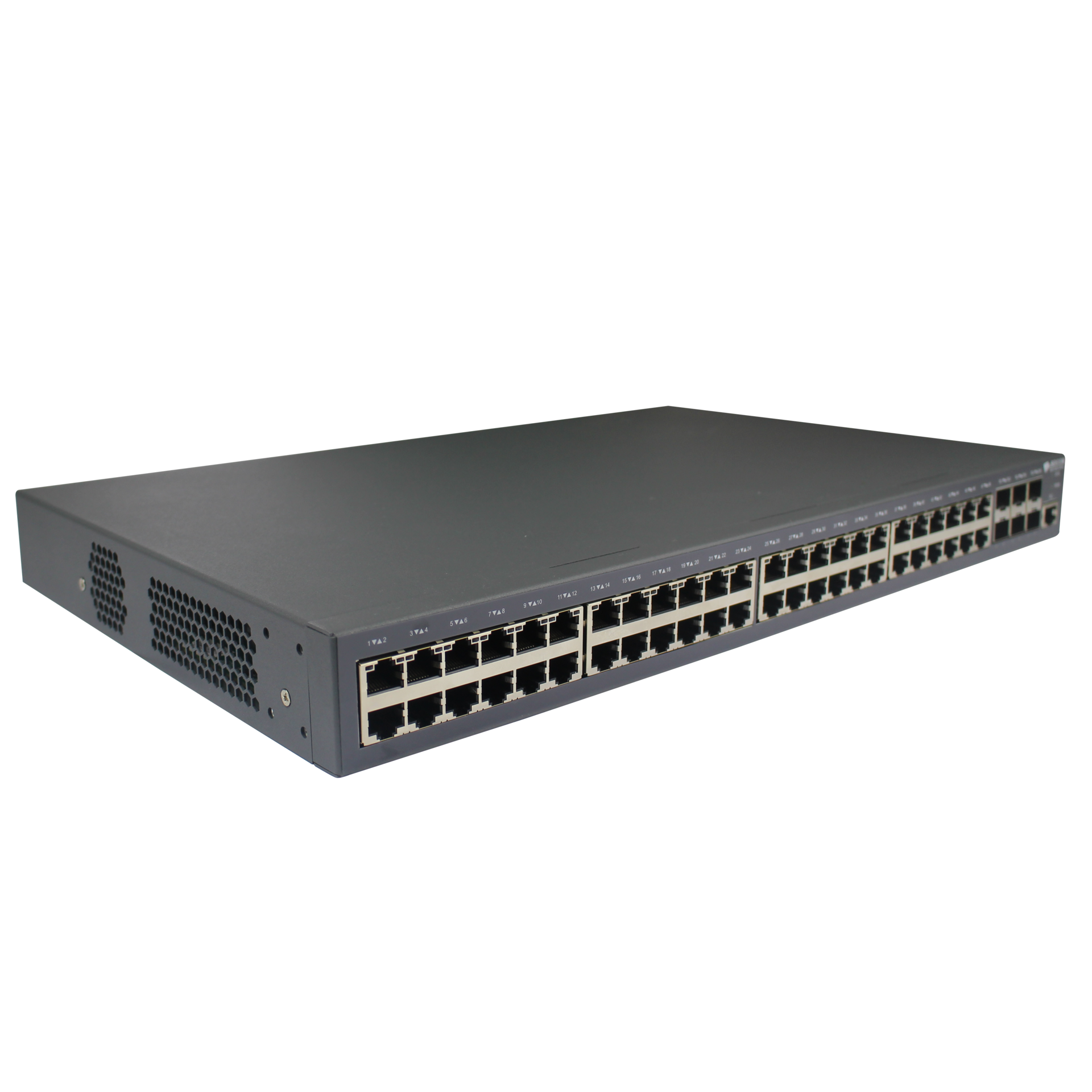 Управляемый коммутатор уровня 3 BDCOM S3900-48T6X-2DC, 48x 10/100/1000Base-T, 6x 1/10GE SFP+, Hot Swap БП 1+1, в комплекте 2x PSU ~36-72VDC