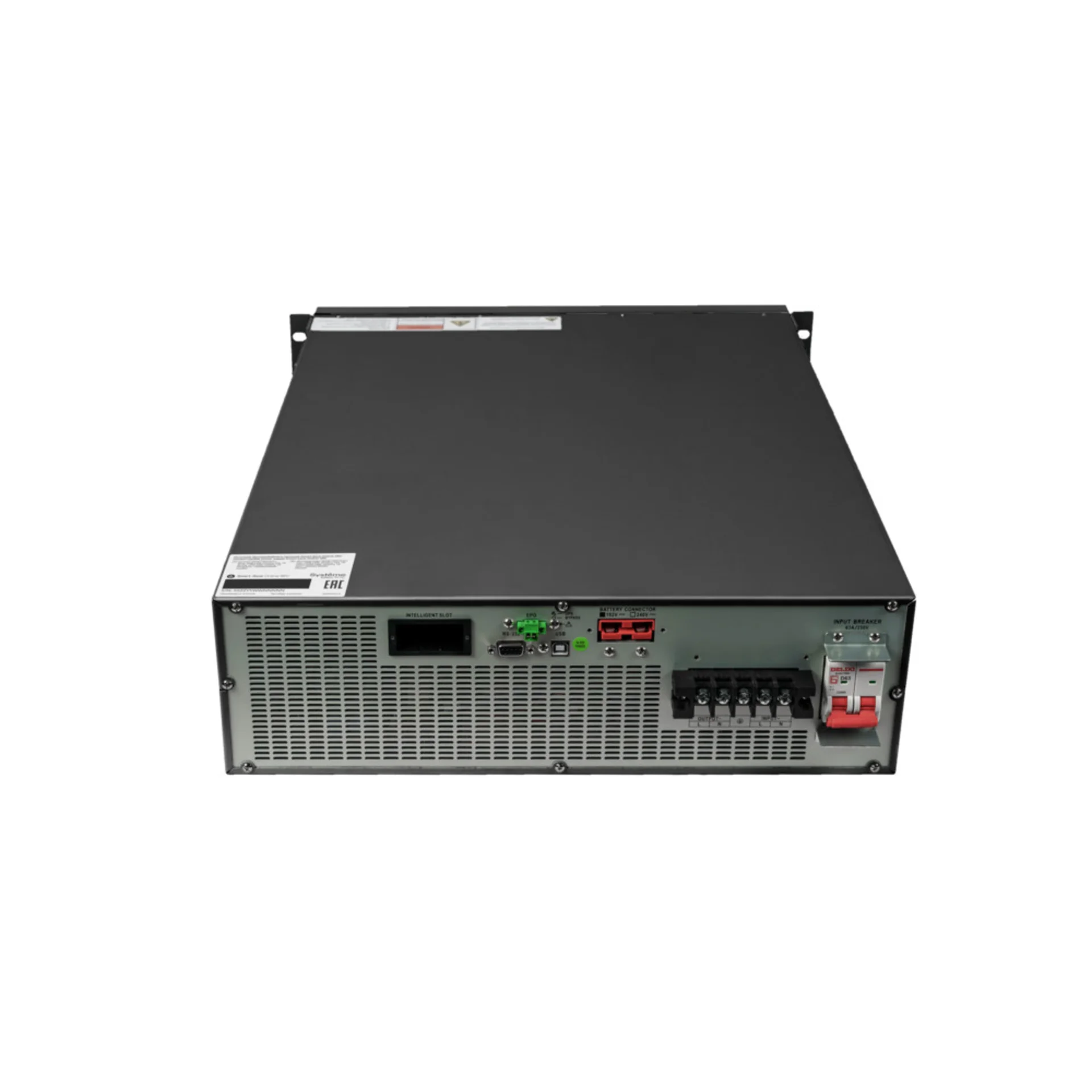 Smart-Save Online SRV Systeme Electric 10000 ВА, монтаж в стойку 5U, 230 В, 1:1, клеммный вход/выход, SmartSlot, LCD, USB, версия с возможностью увели