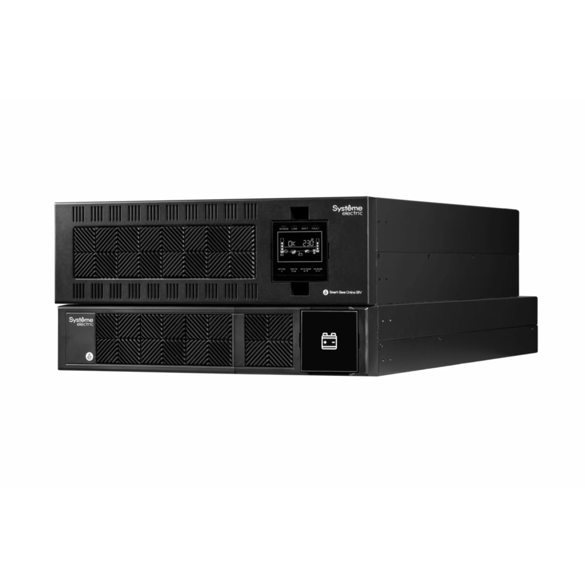 Smart-Save Online SRV Systeme Electric 10000 ВА, монтаж в стойку 5U, 230 В, 1:1, клеммный вход/выход, SmartSlot, LCD, USB, версия с возможностью увели