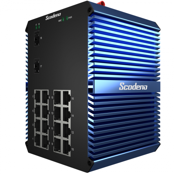 Промышленный PoE коммутатор Scodeno XPTN-9000-85-2XG16GP-VX 2x10G Base-X, 16x10/100/1000 Base-T