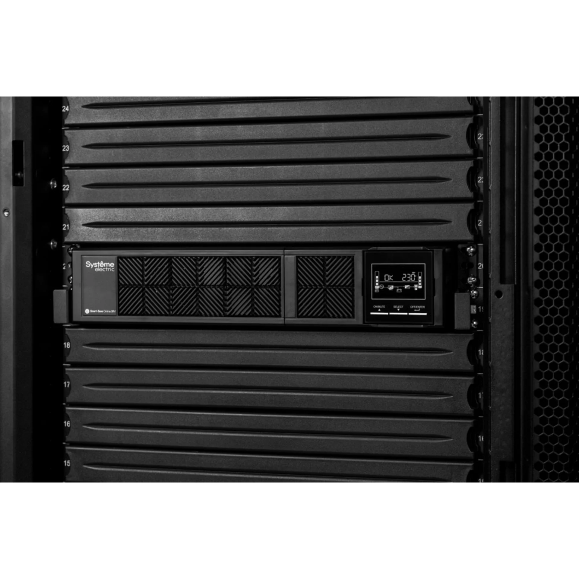 Источник бесперебойного питания Smart-Save Online SRV Systeme Electric 1000 ВА, конвертируемый форм-фактор 4U, 230 В, 6 розеток IEC C13, SmartSlot
