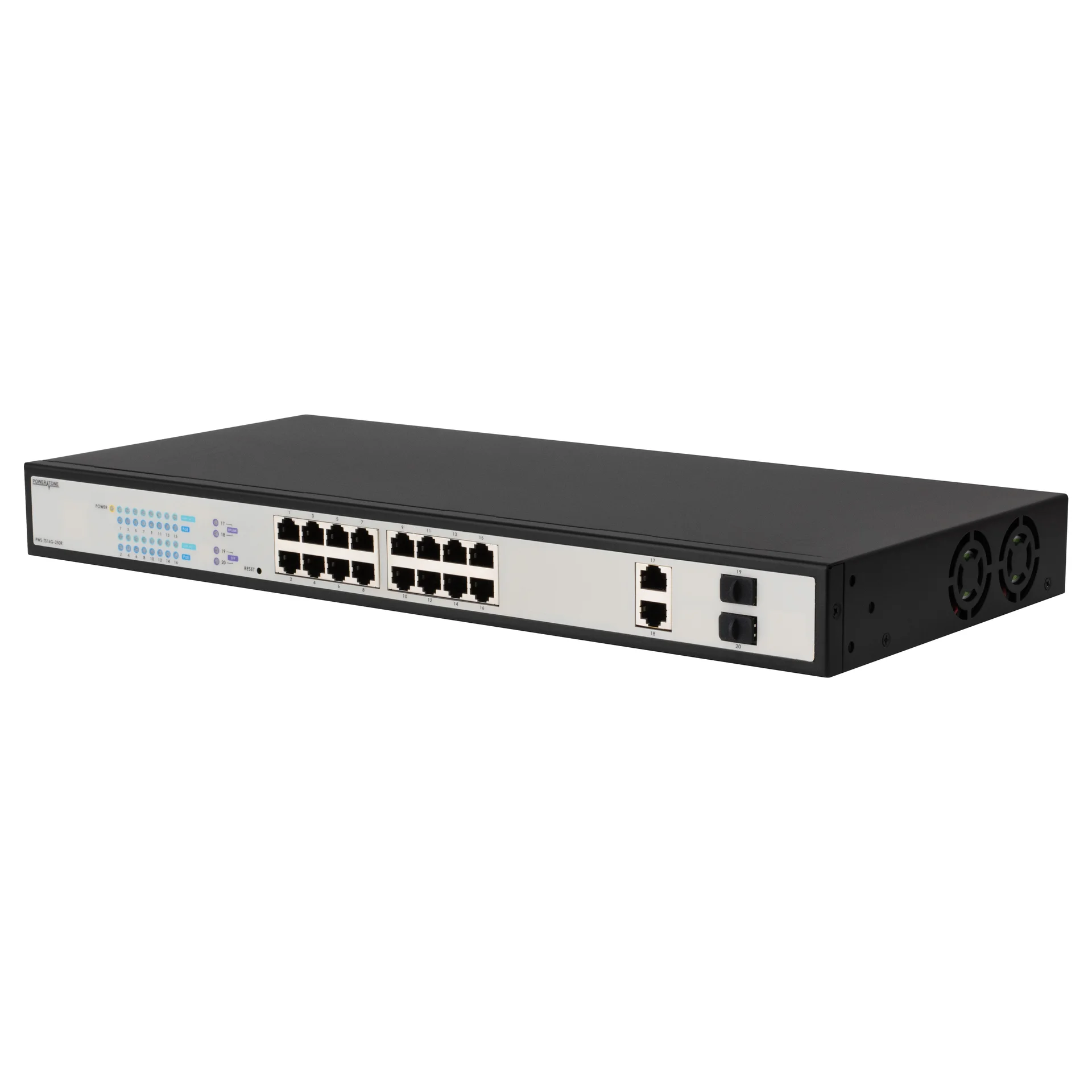 Управляемый гигабитный 16 портовый Web Smart PoE коммутатор POWERTONE PWS-TS16G-250R