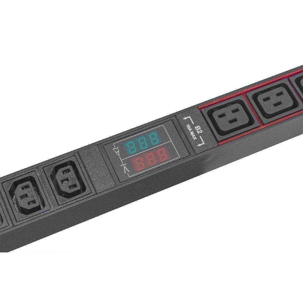 Блок розеток HIDEN EXPERT H1V-36A6B-32A-2Q-30Z однофазный вертикальный, 36 розеток С13, 6 розеток С19