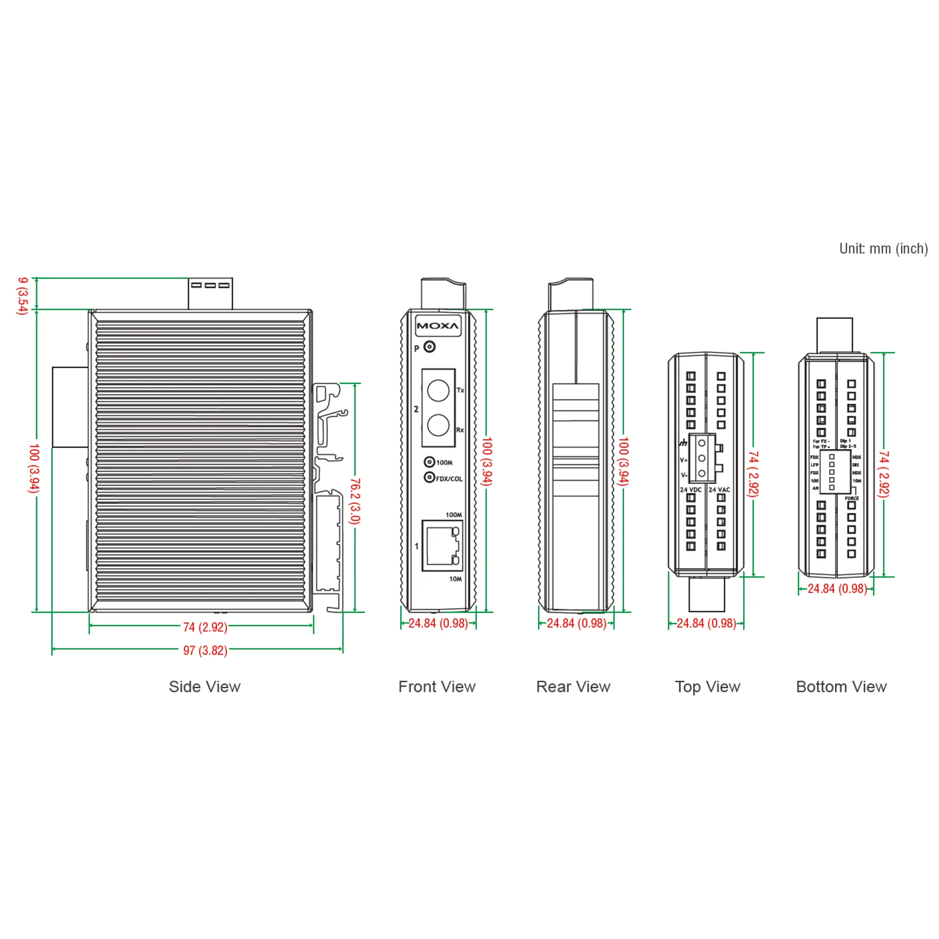 Медиаконвертер IMC-21-S-SC Ethernet 10/100BaseTX в 100BaseFX, одномод MOXA