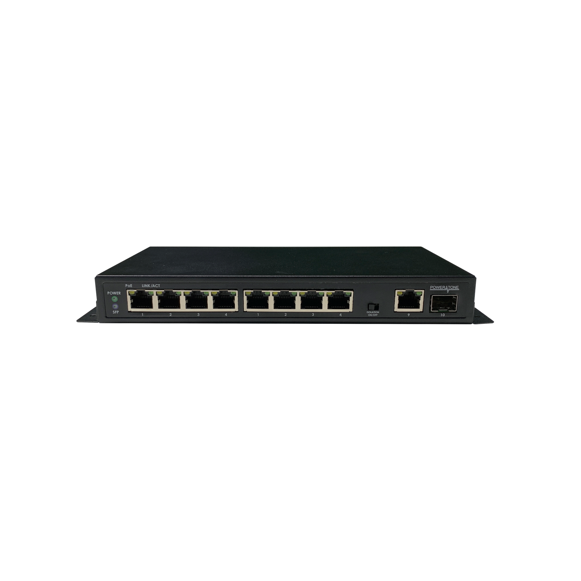 Неуправляемый 8 портовый гигабитный PoE коммутатор POWERTONE PUS-TS08GL-115M с изоляцией портов