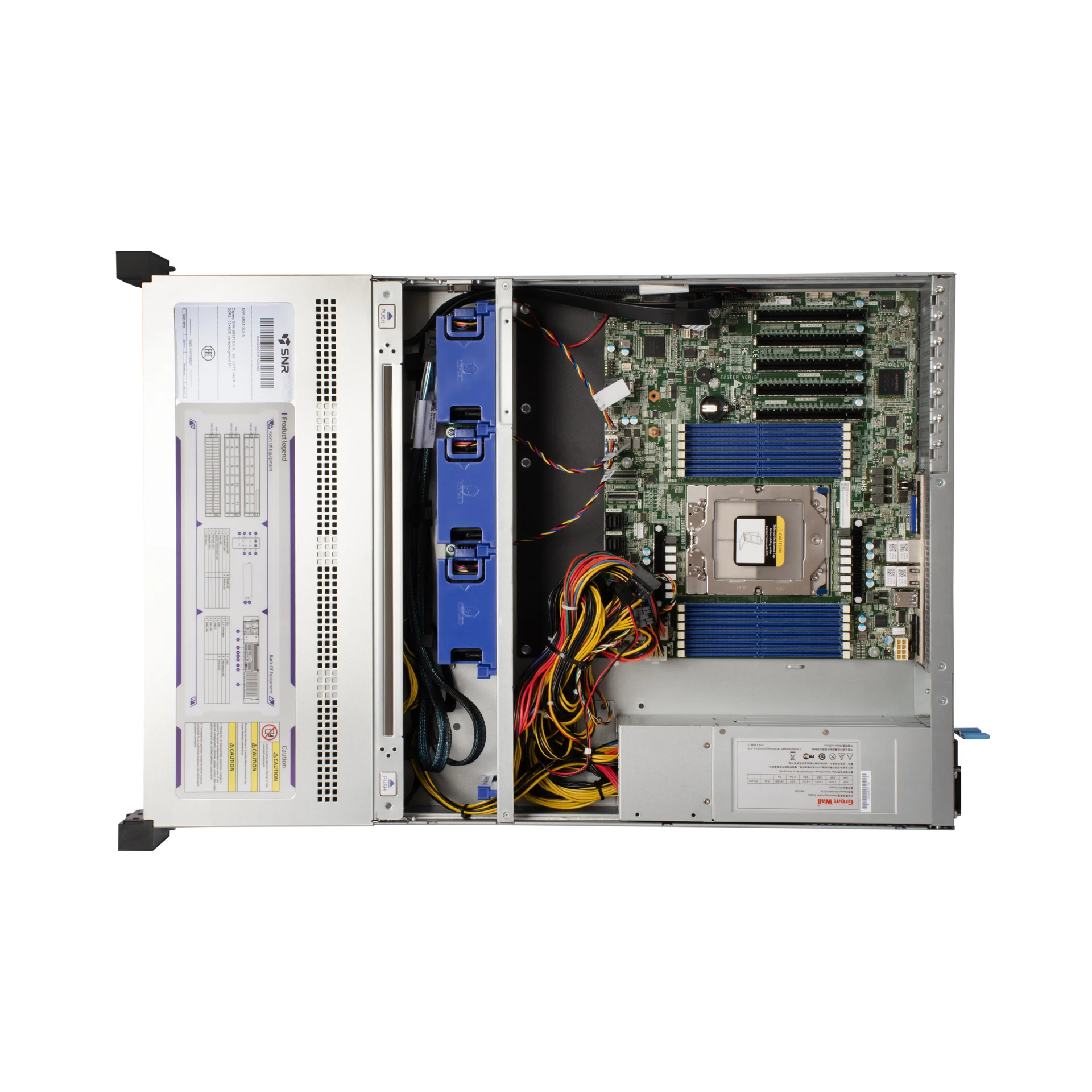 Серверная платформа SNR-SR2412LE-S, 2U, AMD EPYC Gen4,5, DDR5, 12xHDD, резервируемый БП