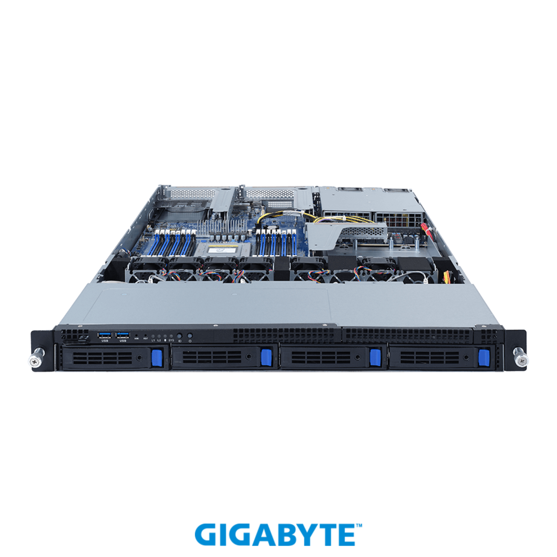 Платформа Gigabyte 1U R162-ZA0, До двух процессоров AMD EPYC 7003, DDR4, 4x3.5"/2.5" SATA/SAS, 2x1000Base-T