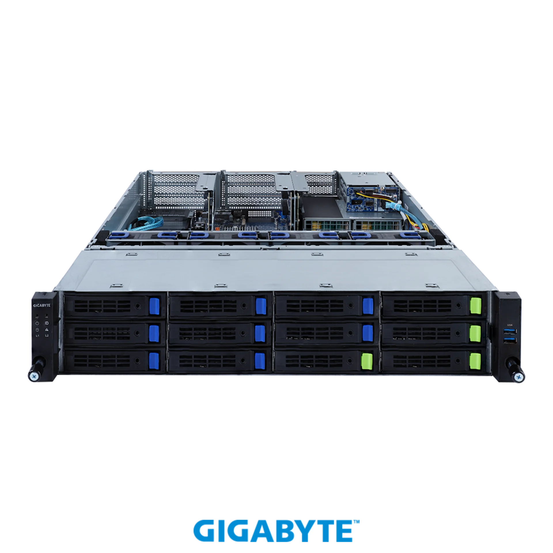 Платформа Gigabyte 2U R282-3C1, До двух процессоров Intel  Xeon Scalable Gen3, DDR4, 8x3,5"/2,5" SATA/SAS, 4x3.5"/2,5 SATA/SAS/Gen4 NVMe, 2x1000Base-T