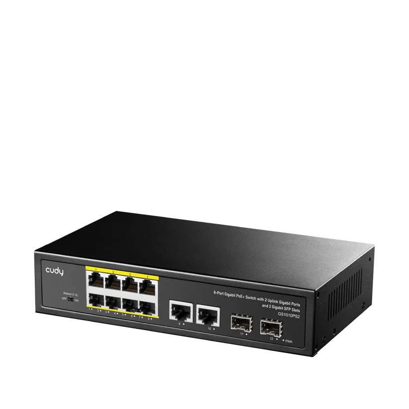 Коммутатор CUDY GS1010PS2 8-GbE PoE с 2 Uplink GbE и 2 Uplink SFP