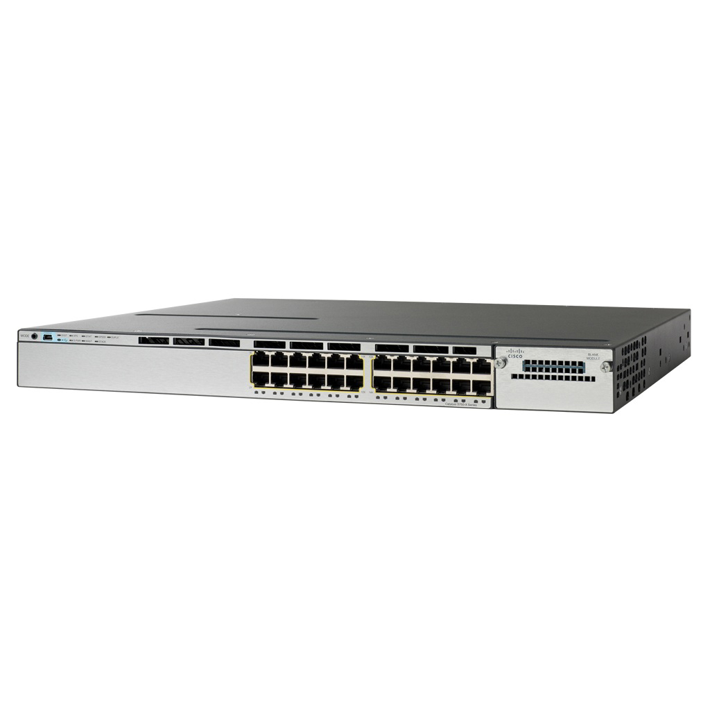 Коммутатор Cisco Catalyst WS-C3750X-24P-S (некондиция, отсутствует одно крепление у одного stack порта)
