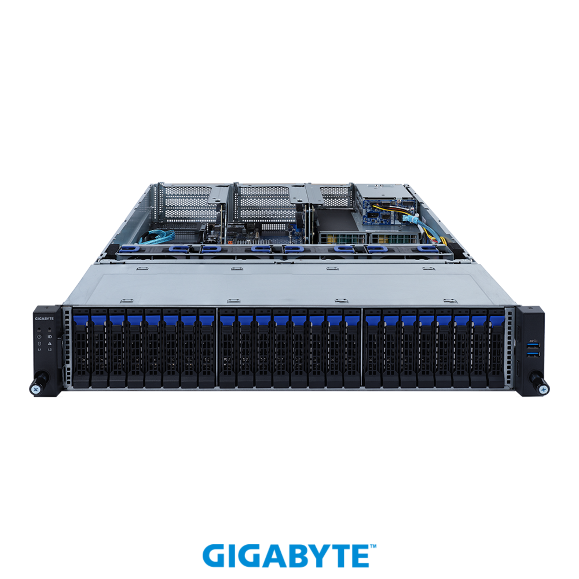 Платформа Gigabyte 2U R282-2O0, До двух процессоров Intel  Xeon Scalable Gen3, DDR4, 24x2,5" HDD SATA/SAS, 2x1000Base-T