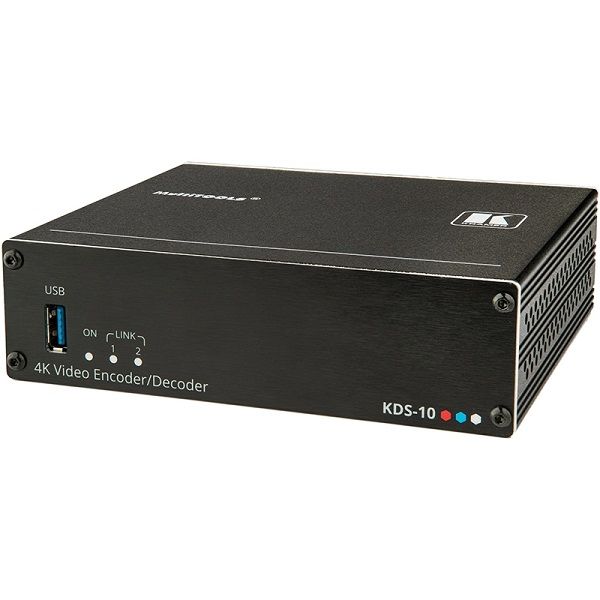 Кодер/декодер и передатчик/приемник в/из сети Ethernet сигнала HDMI c эмбедированием/деэмбедированием аудио; поддержка 4K60 Гц 4:4:4 в однопотоковом режиме, 4K60 Гц 4:2:0 в двухпотоковом режиме, H.264/H.265 Kramer Electronics KDS-10