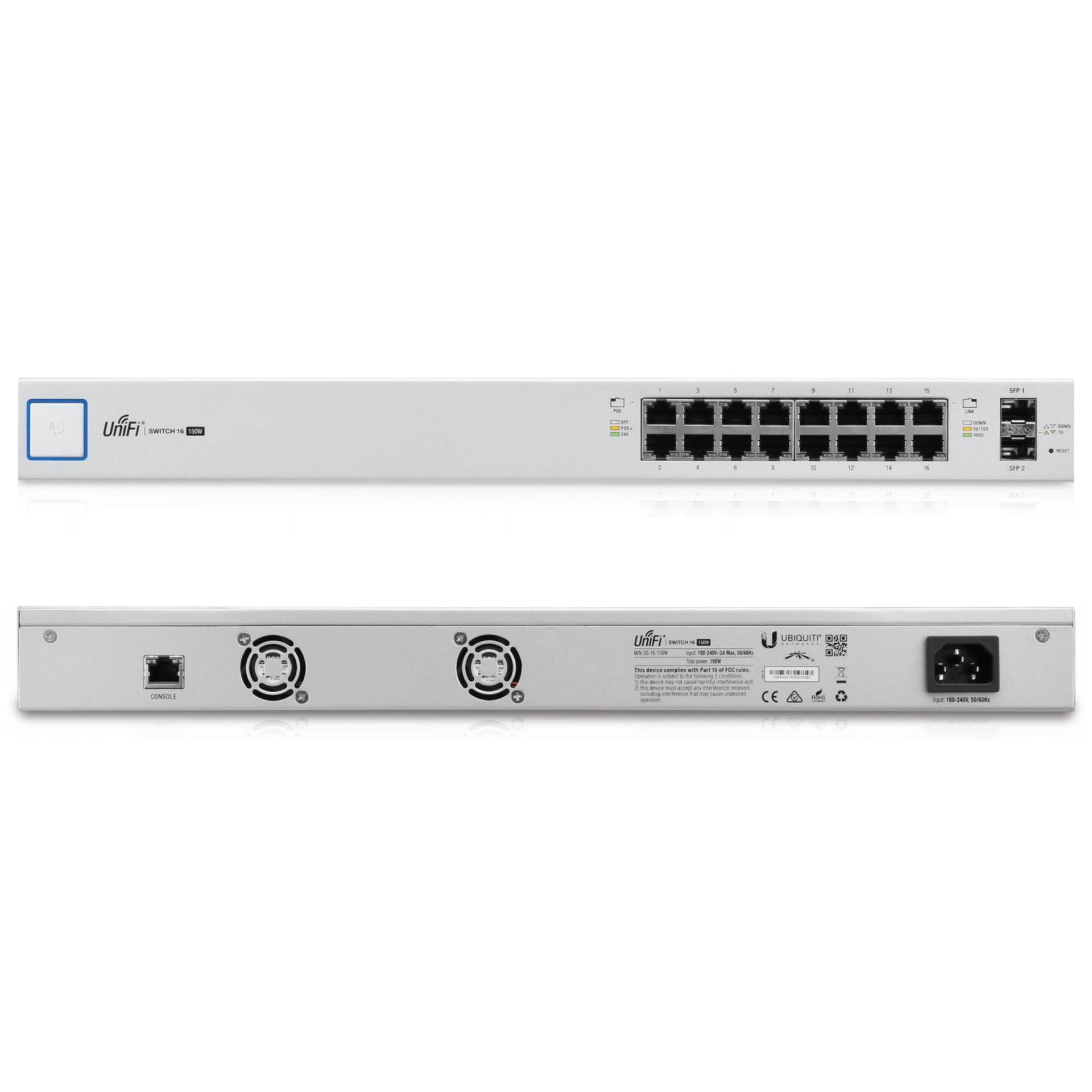 Коммутатор Ubiquiti UniFi Switch PoE, 16 портов, 150W