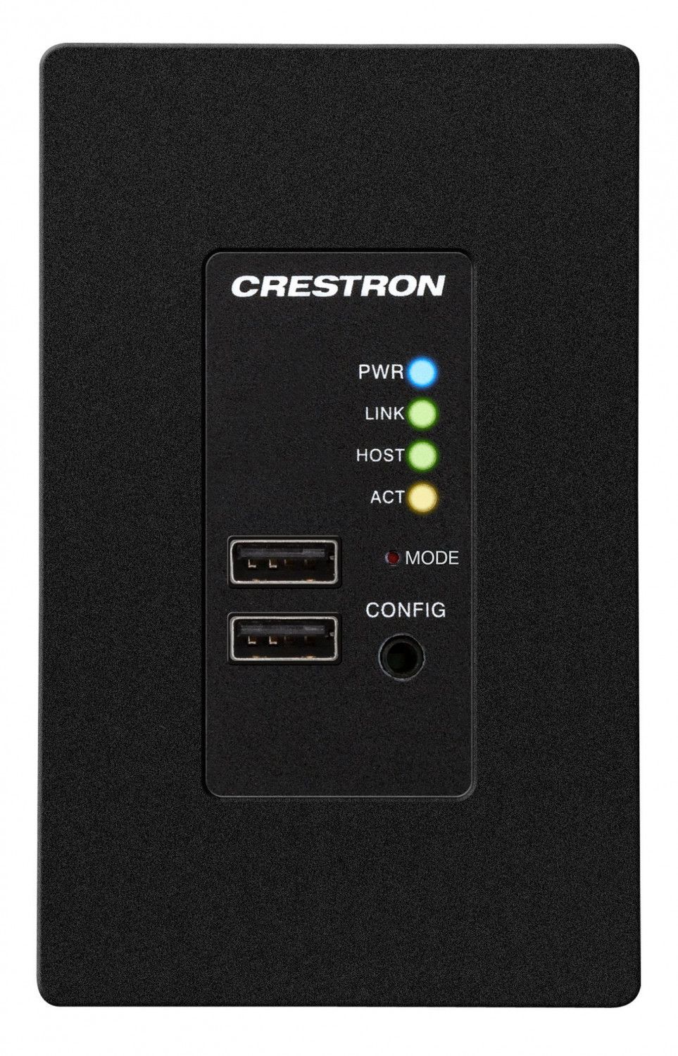 Настенная панель удлинителя кабеля USB над категорией, пульт дистанционного управления, черный Crestron USB-EXT-2-REMOTE-1G-B