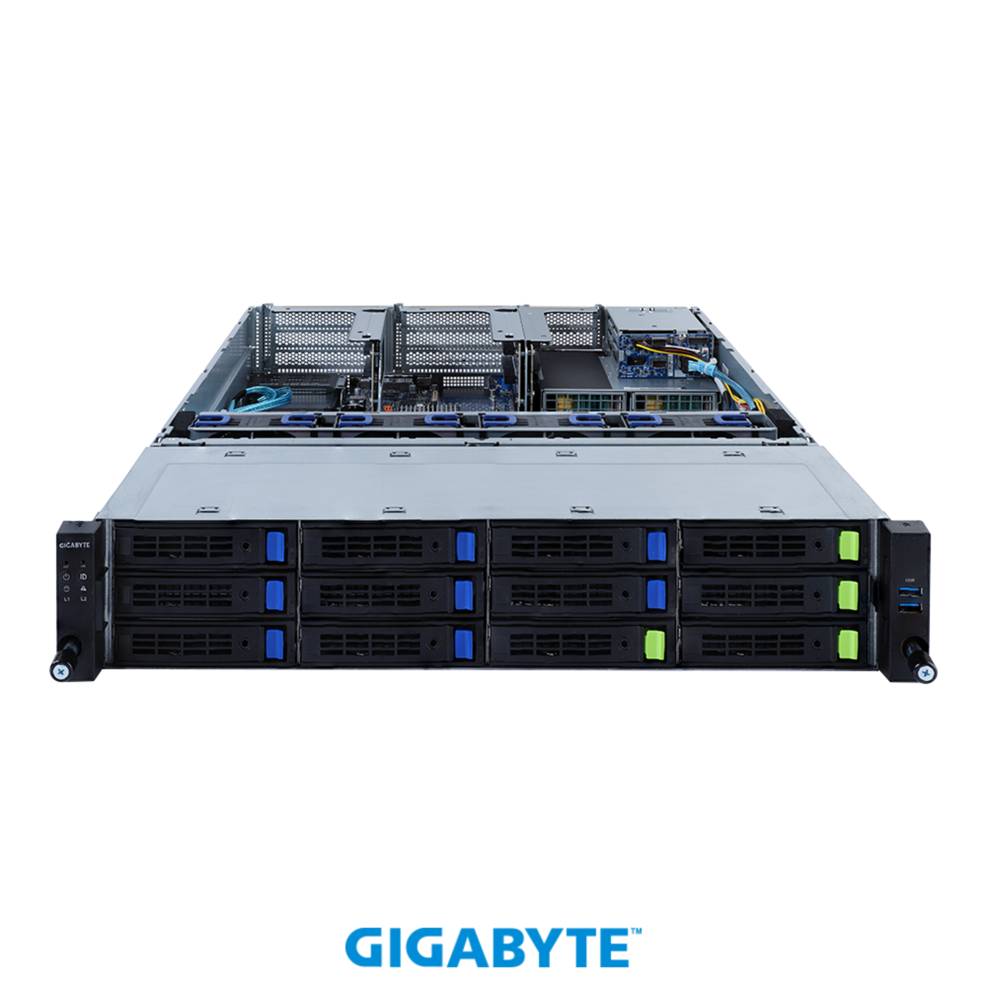 Платформа Gigabyte 2U R282-3C1, До двух процессоров Intel  Xeon Scalable Gen3, DDR4, 8x3,5"/2,5" SATA/SAS, 4x3.5"/2,5 SATA/SAS/Gen4 NVMe, 2x1000Base-T