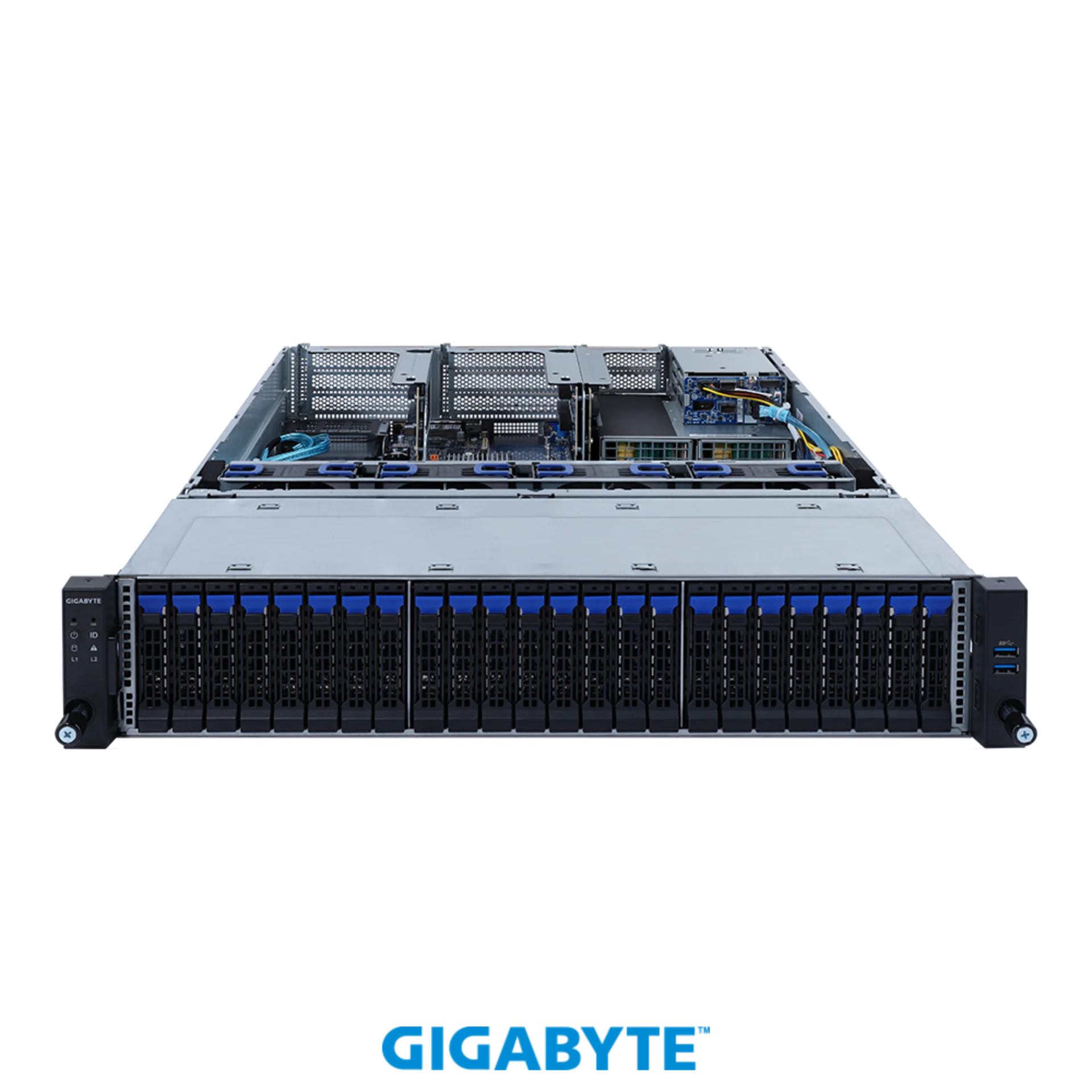Платформа Gigabyte 2U R282-2O0, До двух процессоров Intel  Xeon Scalable Gen3, DDR4, 24x2,5" HDD SATA/SAS, 2x1000Base-T