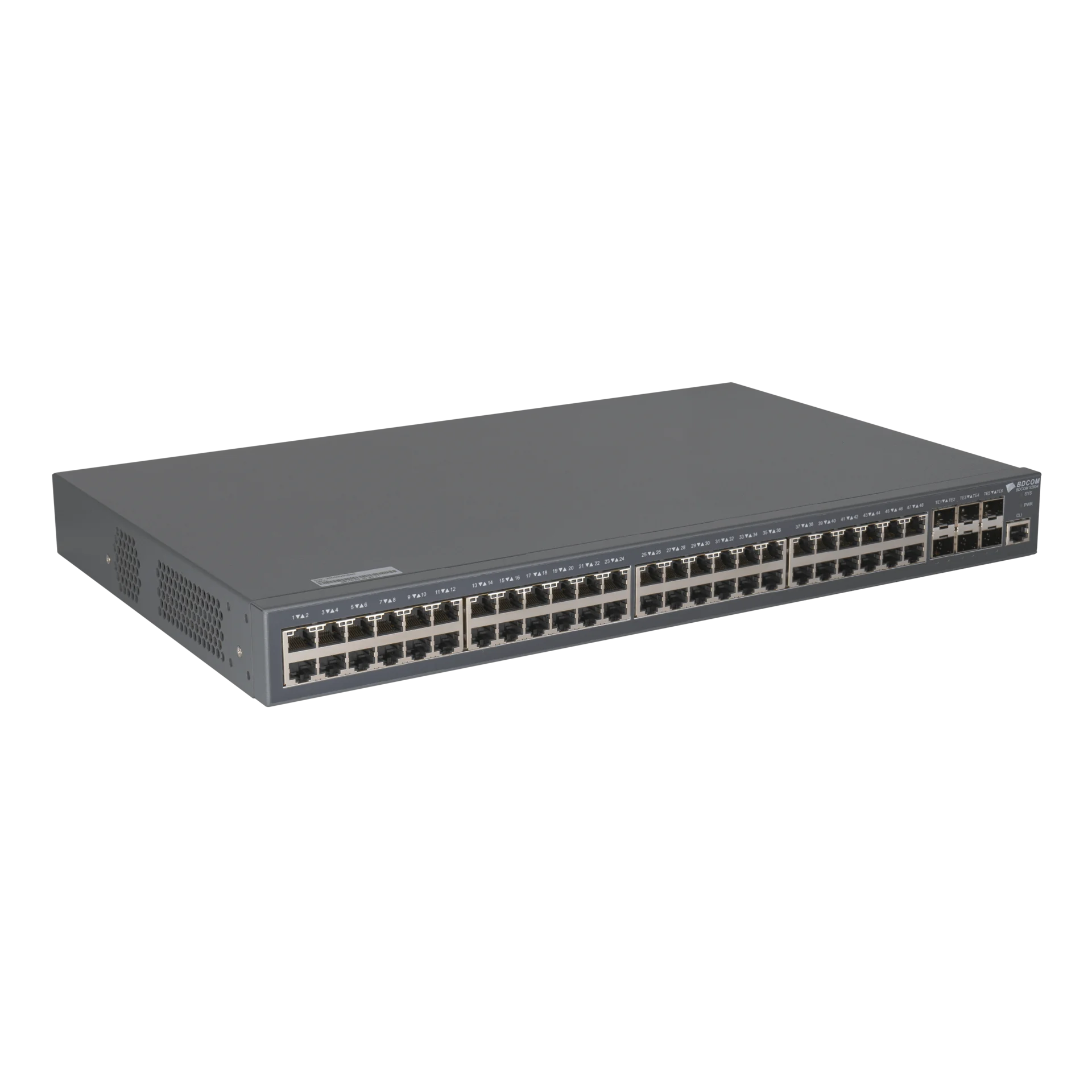 Управляемый коммутатор уровня 3 BDCOM S2900-48T6X, 48x 10/100/1000Base-T, 6x 1/10GE SFP+, 220VAC