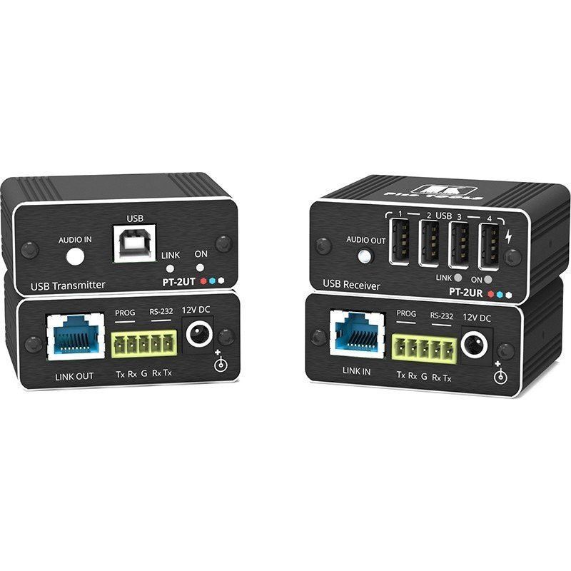 Передатчик и приемник сигналов USB 2.0 и RS232 по витой паре HDBaseT; поддержка PoC Kramer Electronics PT-2UT/R