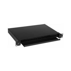 Кросс оптический LANMASTER LAN-FOBM-RMS-24SC 19" металлический, 1U на  24 адаптера SC, выдвижной