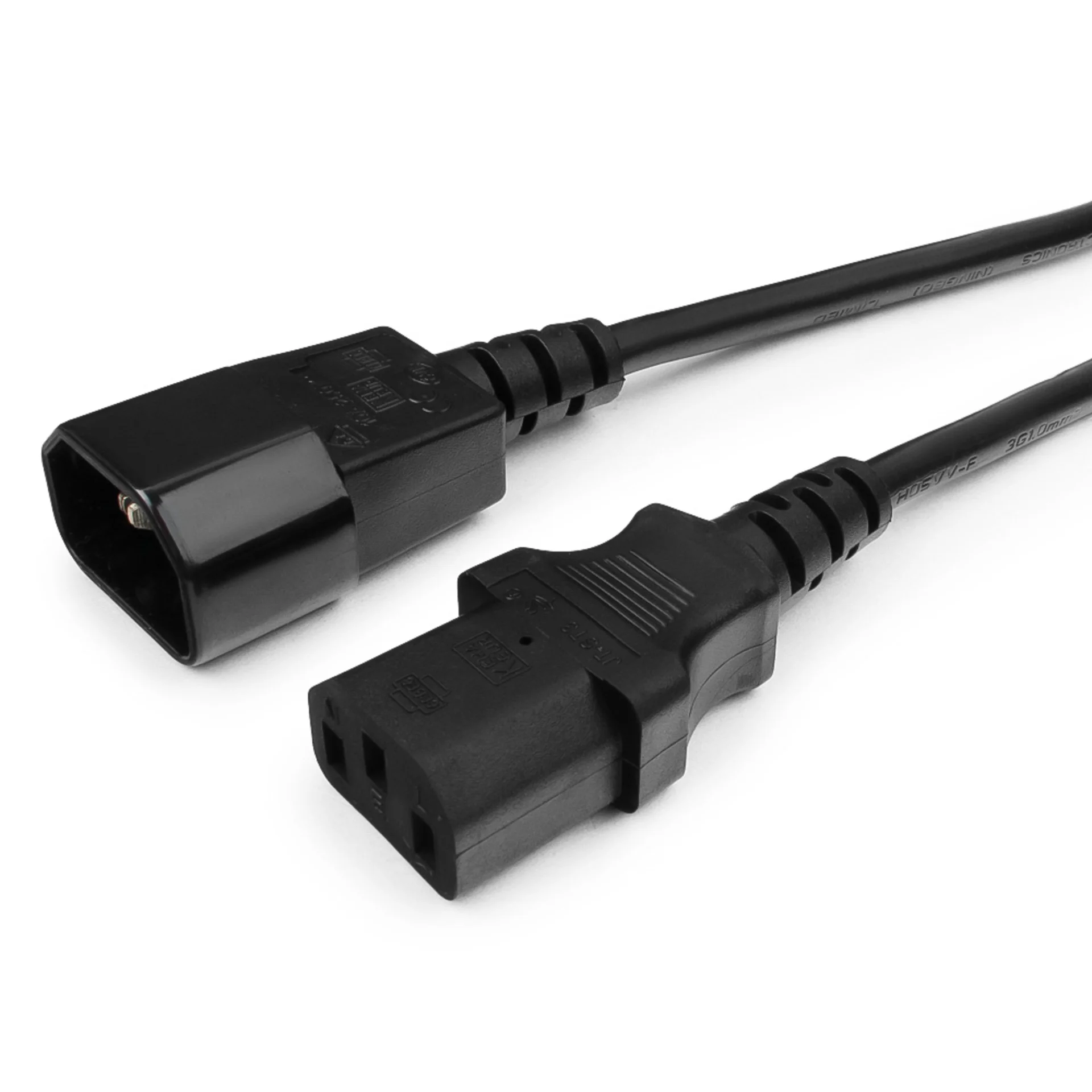 Кабель питания Cablexpert PC-189-1-1.8M, C13-C14, 3x1.0мм2, 16А, с заземлением, 1.8м, черный, пакет