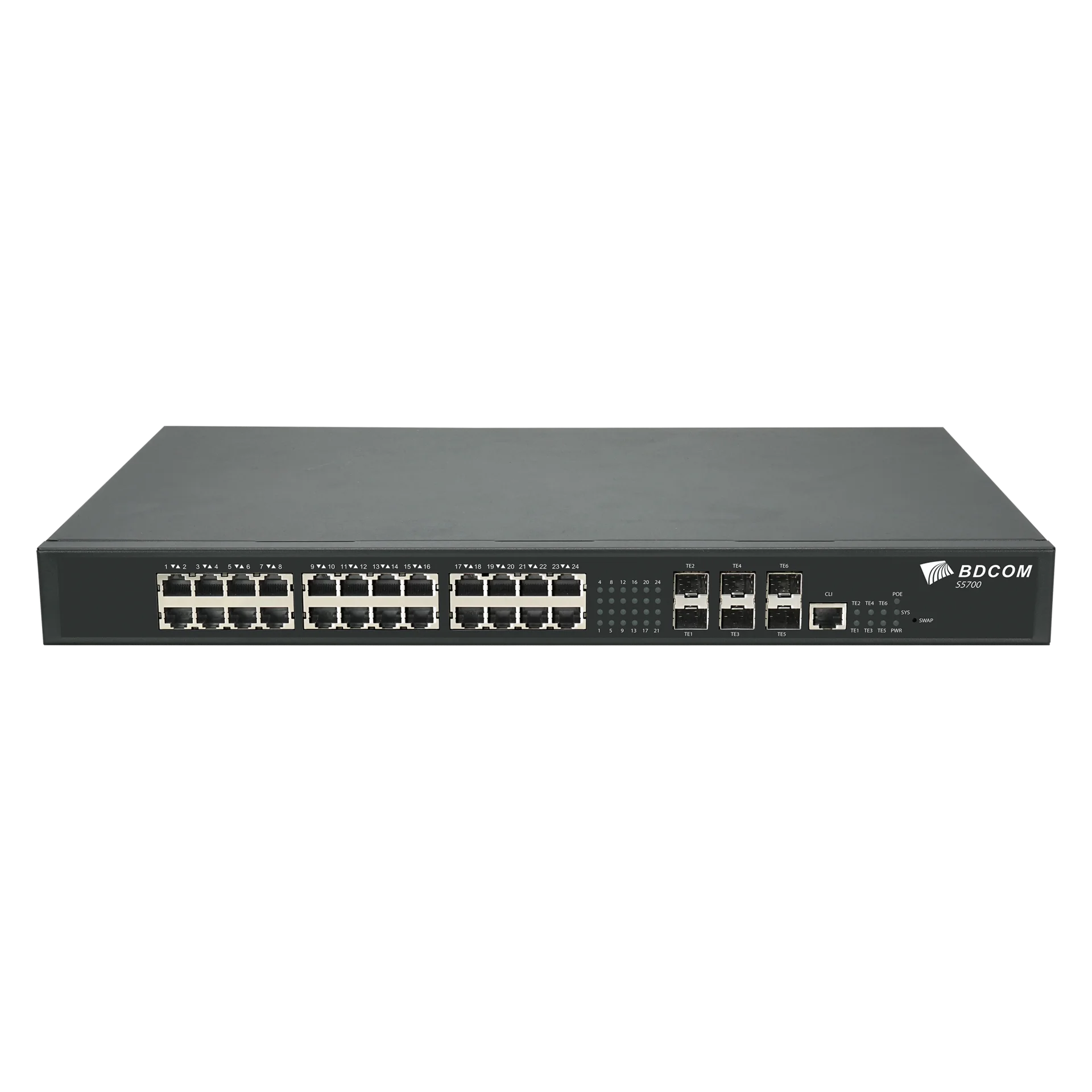 Управляемый коммутатор уровня 3 BDCOM S5700-8EP4X-370, 8x 2.5GBASE-Т PoE 802.3af/at/bt до 370W, 4x 1/10GE SFP+, 220V AC