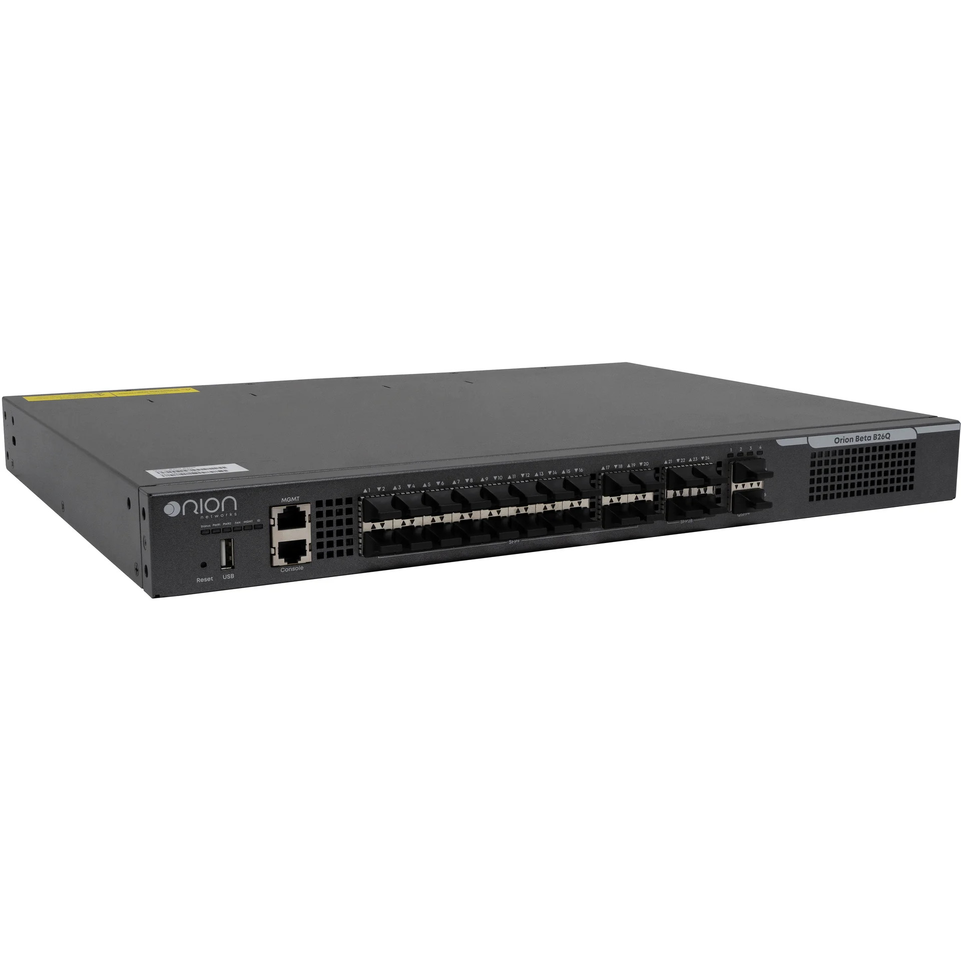 Управляемый коммутатор уровня 3 Orion Beta B26Q, 20x 1/10GE SFP+, 4x 10/25GE SFP28, 2x 40GE QSFP+, 2 слота для Hot Swap БП 100-240VAC B26Q-PSU-AC