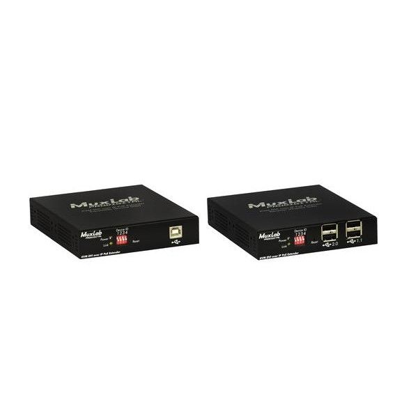 Приемник-декодер DVI, USB2.0 и KVM over IP, сжатие JPEG2000, с PoE MuxLab 500771-RX