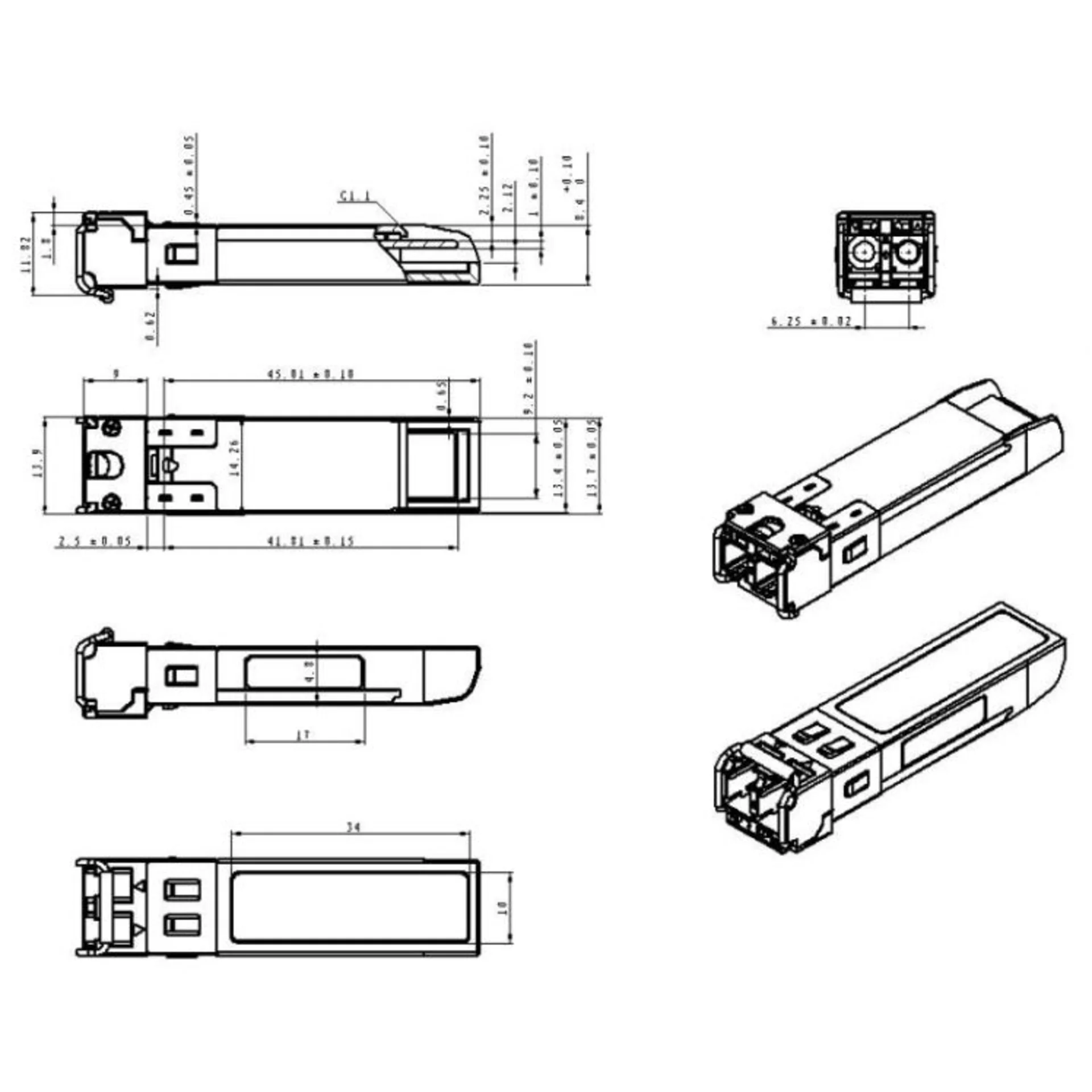 Модуль SFP 2.5G CWDM оптический, дальность до 120км  (34dB), 1330нм