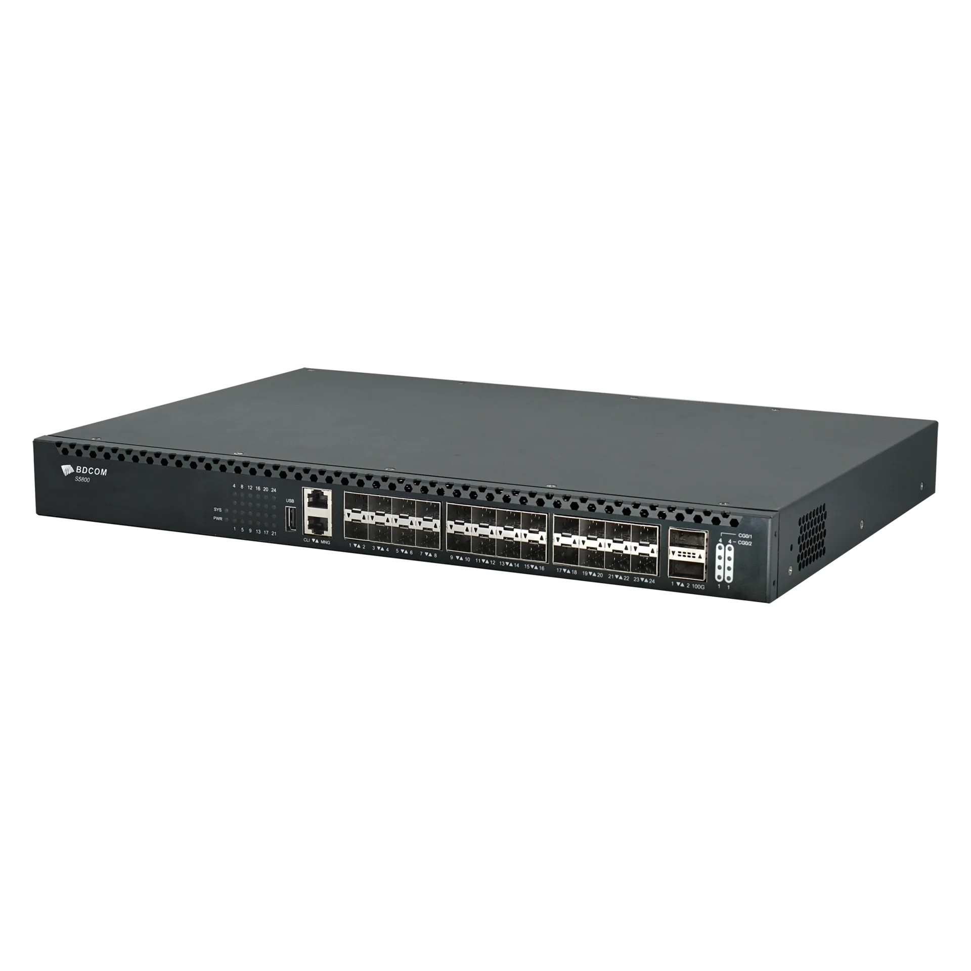 Управляемый коммутатор уровня 3 BDCOM S5800-24X2C, 24x 1/10GE SFP+, 2x 40/100GE QSFP28, Hot Swap БП 1+1, в комплекте 2x PSU AC ~220V AC