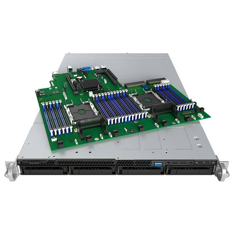 Серверная платформа Intel R1304WFTYSR 1U, до двух процессоров Intel Scalable, 24xDDR4, 4x3.5 HDD, 2x10Gb Base-T, 2xM.2 PCI-Ex4, 2x1100W PSU