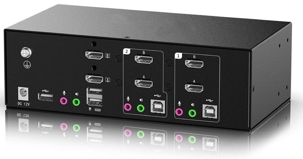 Двухпортовый двухмониторный KVM-переключатель Evetron SH 22U2ASK