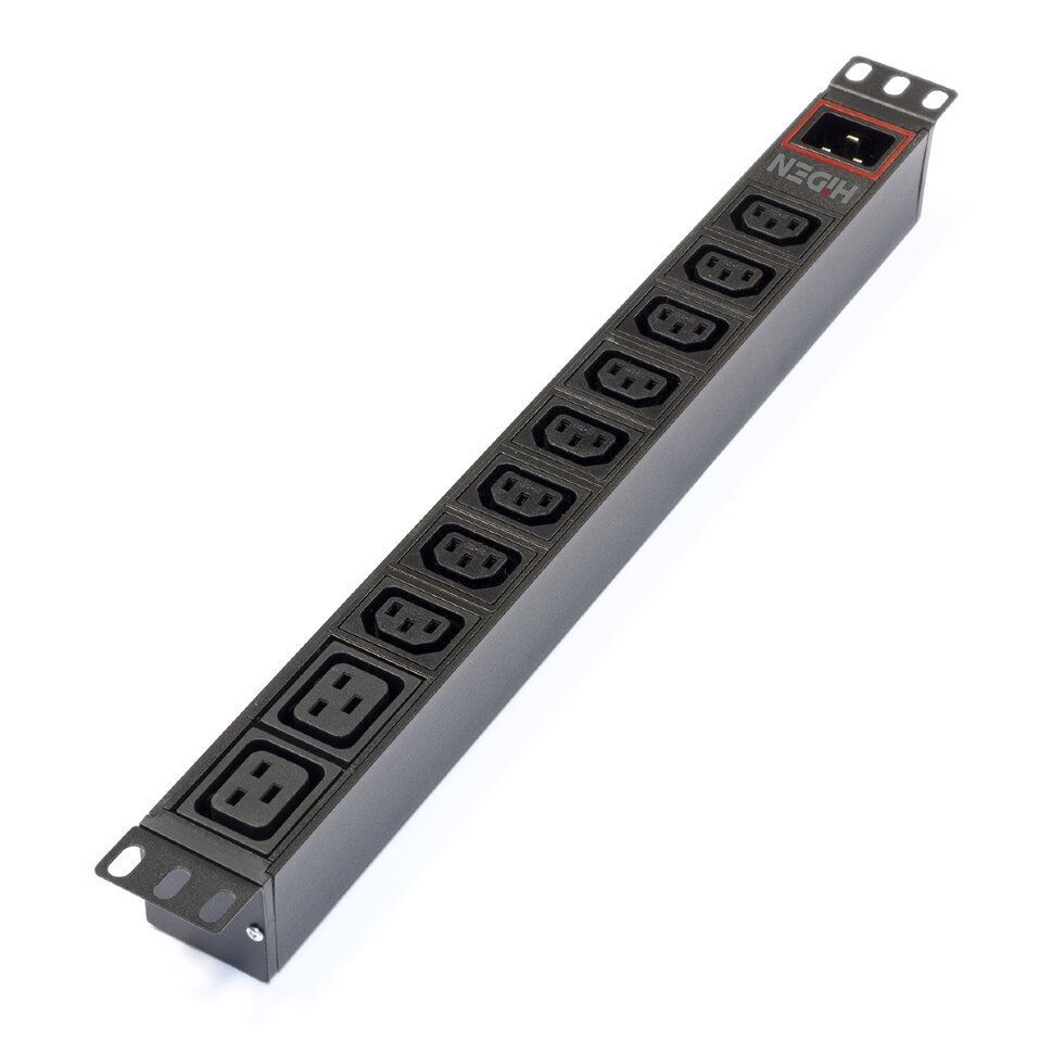 Блок розеток HIDEN EXPERT H1R-8A2B-16-Y однофазный горизонтальный, 19", 8 розеток C13
