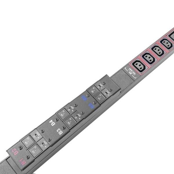 Блок розеток HIDEN EXPERT H3V-36A6B-32A-G-30Z трехфазный вертикальный, 36 розеток C13, 6 розеток C19, 32A