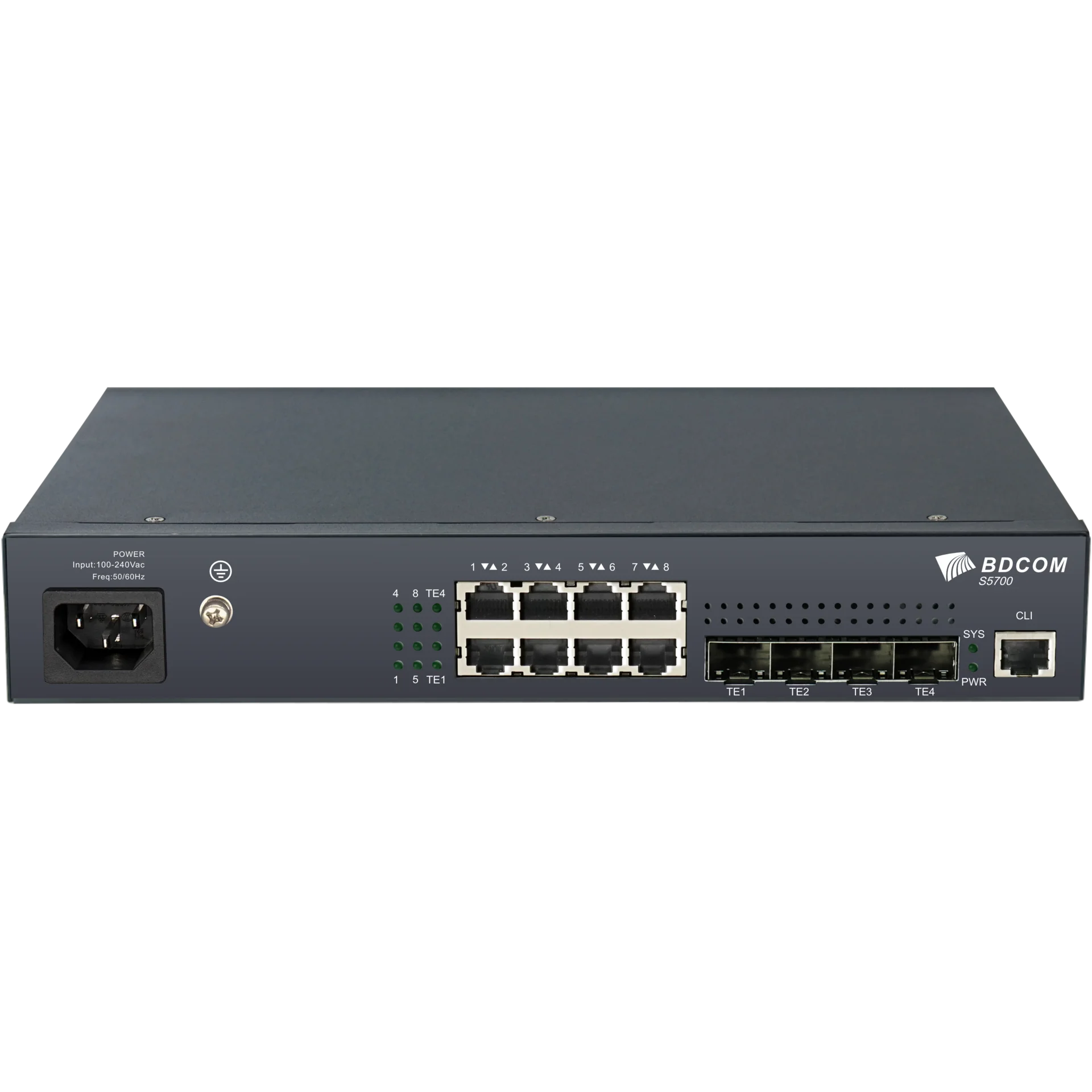 Управляемый коммутатор уровня 3 BDCOM S5700-8ET4Xv1, 8x 2.5GBASE-Т, 4x 1/10GE SFP+, 220V AC