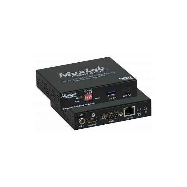 Приемник-декодер HDMI и Audio over IP, сжатие H.264/H.265, с PoE MuxLab 500762-RX