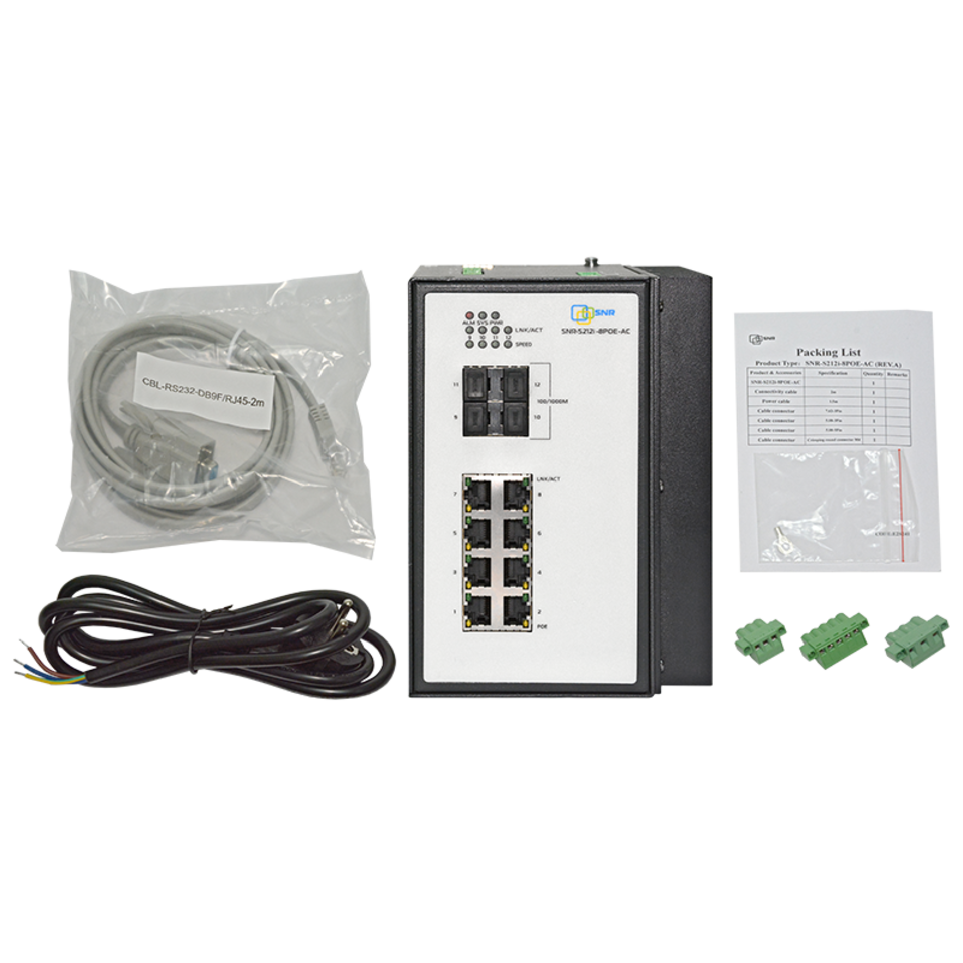 Управляемый промышленный POE коммутатор уровня 2 SNR-S212i-8POE-AC