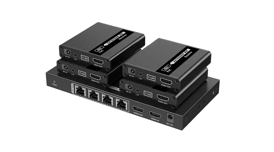 Удлинитель-разветвитель Lenkeng LKV724P 1×4 HDMI по витой паре, FullHD, до 70 м