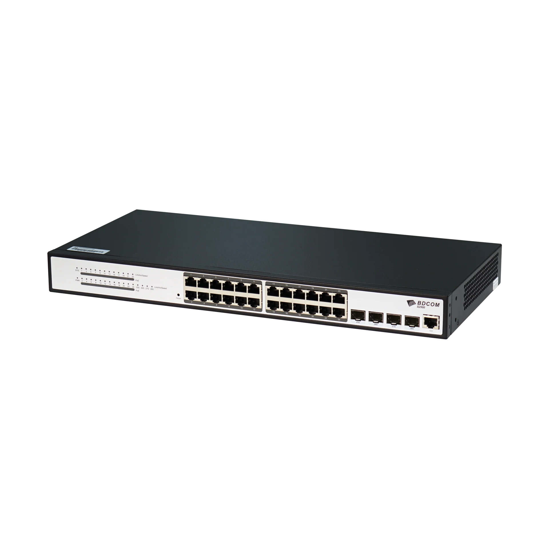 Управляемый PoE коммутатор уровня 2 BDCOM S2500-24P4S, 24x 10/100/1000Base-T PoE 802.3af/at до 370W, 4x 100/1000Base-X (SFP), 220V AC